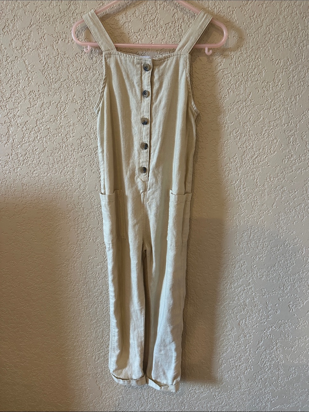 Old Navy Cream Button-Front Wide-Strap Jumpsuit